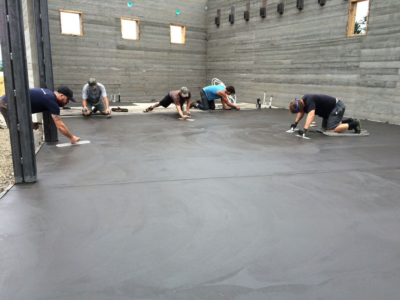 Smooth concrete floor installation at Fairsing Vineyard