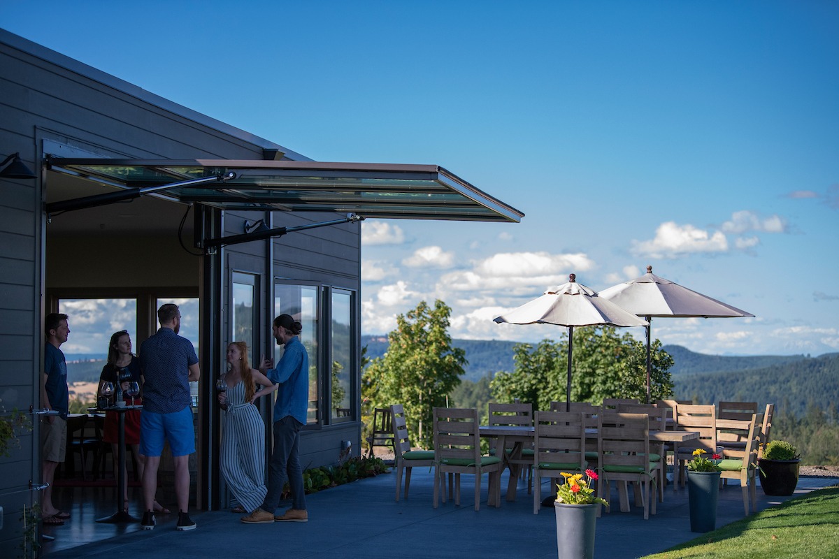 A room with a view and spacious patios at Fairsing Vineyard in Oregon's Willamette Valley