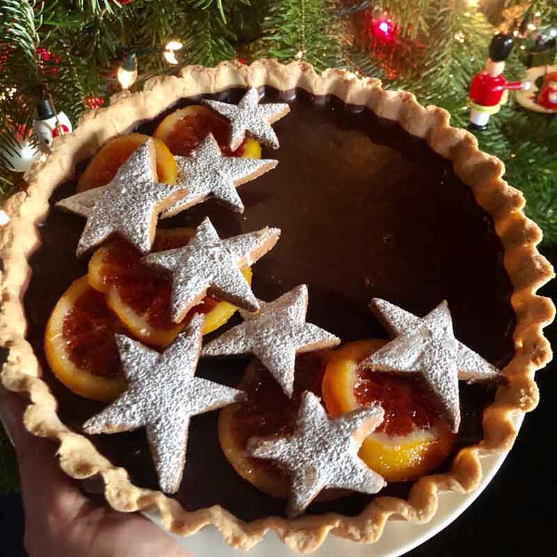 Fairsing Vineyard's Gingerbread Chocolate Amaretto Tart bakes spirits bright