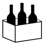 An icon depicting wine bottles in a box