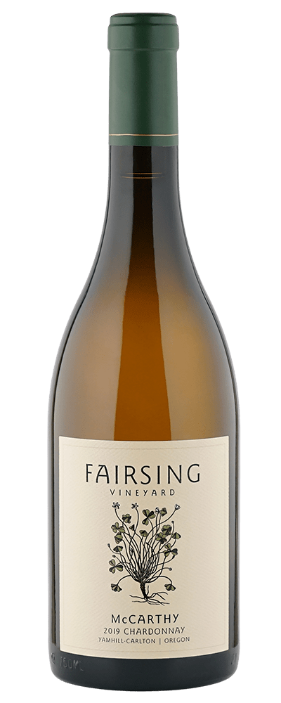 The 2019 Fairsing Vineyard McCarthy Chardonnay with white clover or shamrock on the label is a luscious and delicate favorite