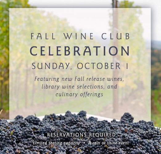 Fairsing Vineyard Wine Club member fall celebration Sunday, October 1, 2023