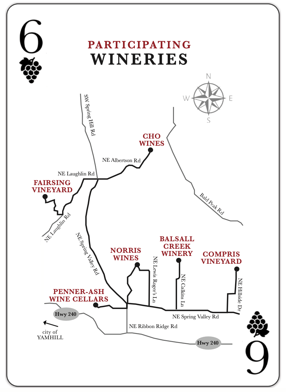 The wineries participating in the Six of Clubs February 2025 Wine Club Share with locations on a map